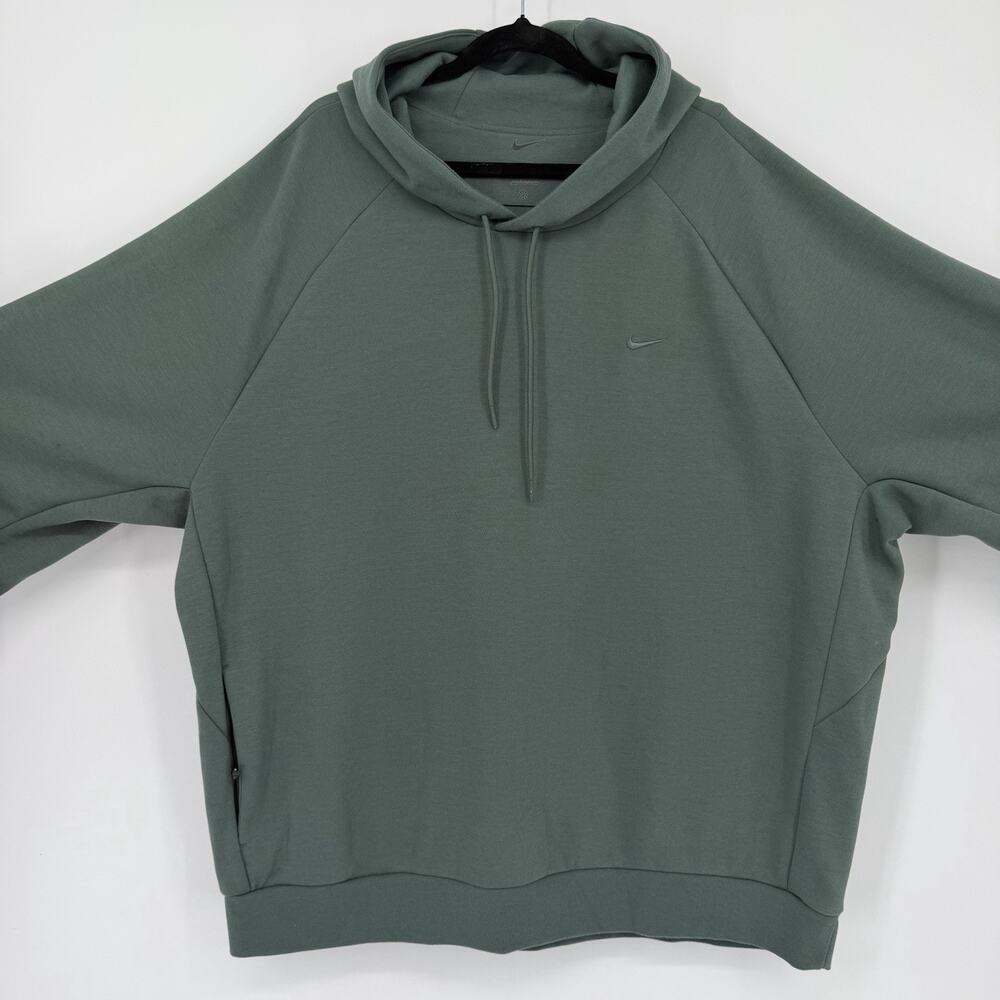 Nike Dri-FIT Hoodie Men’s XXL Green Pullover Sweatshirt Athletic Zip Pockets